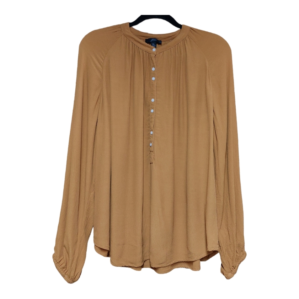 J.Crew Mustard Peasant Blouse Size XL Boho Festival earthly